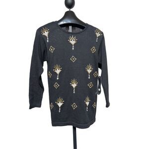 Victoria Harbour NWT Vintage Long Sleeve Embellished Sequin Sweater Med